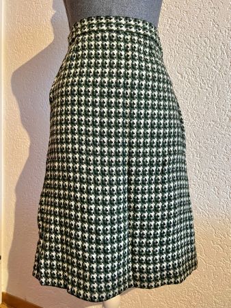 Vintage Tweed Jupe Rock A Linien Rock 158 Olivgrün Weiss