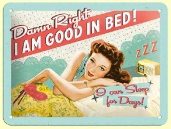 Insegne: Blechschild - Good In Bed – Nuovo e nell'imballaggio originale da Ennetbürgen venduto da open24shop