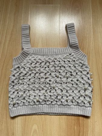 Zara mit Perlen besetztes Oberteil Gr M neu