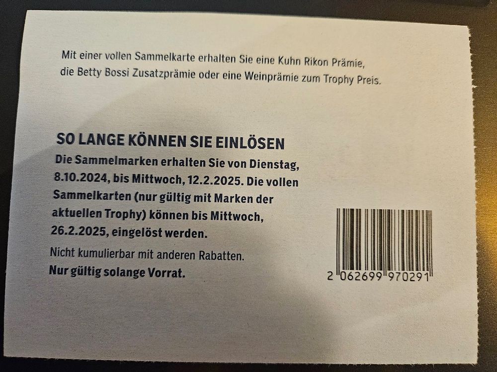 1 volle Karte Coop Kuhn Rikon Trophy (Neu und originalverpackt) in ...