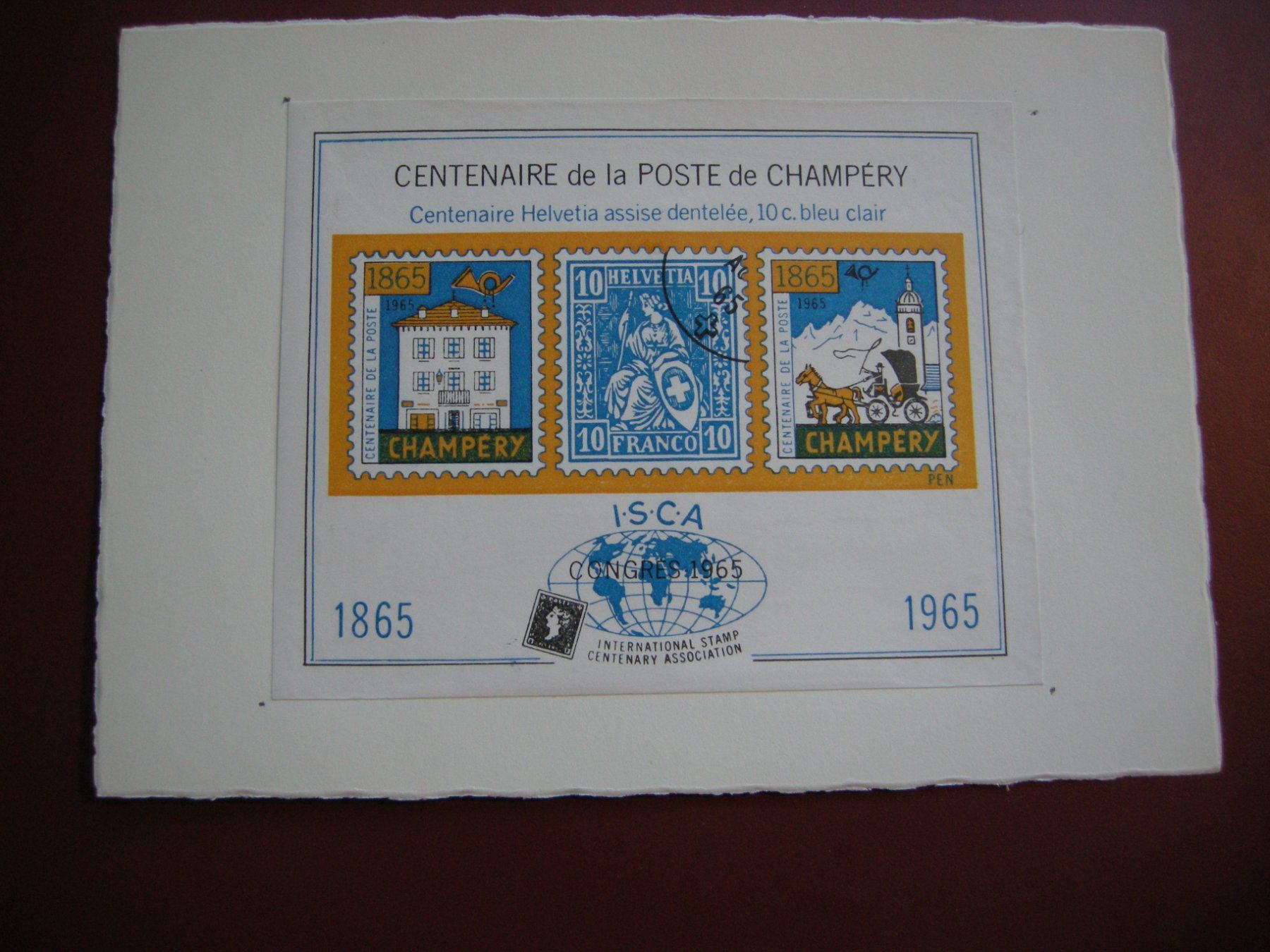 Tutti i francobolli: 29.VIII.1965 CENTENAIRE  DE LA POSTE  CHAMPERY, MIT VIGNETTE – Usato da Eschenbach SG venduto da eDaisy 1