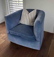 Designer Armchair, Blue,  used, good condition