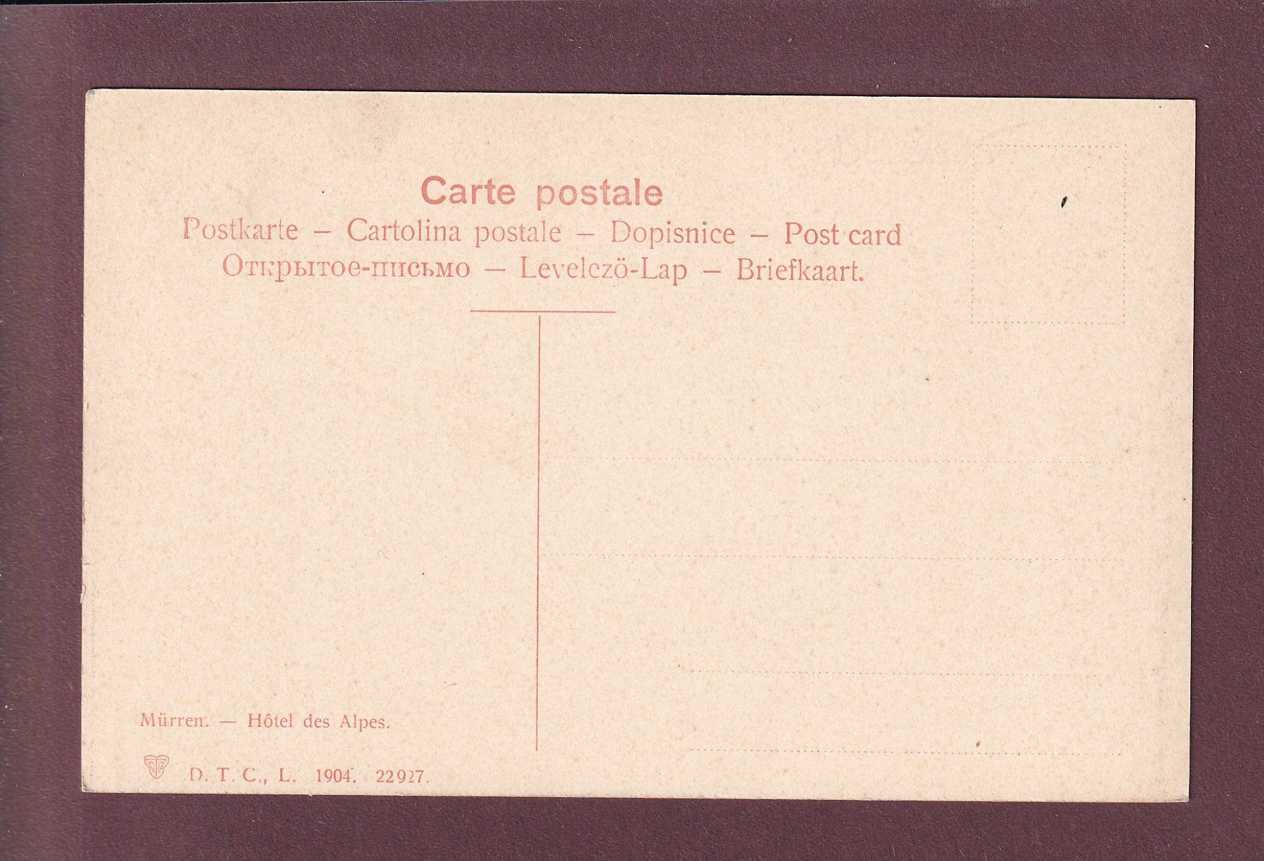 Cartoline postali: MÜRREN - Hotel des Alpes – Usato da Pully venduto da nicecards 1