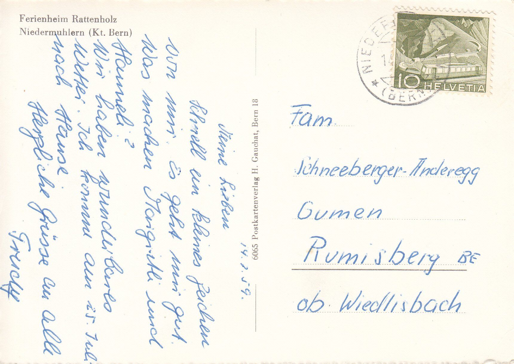 Cartoline postali: Rattenholz 1959 – Usato da Bürglen TG venduto da StampGraf 1