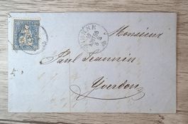 TR48 Enveloppe + Timbre Suisse 1866