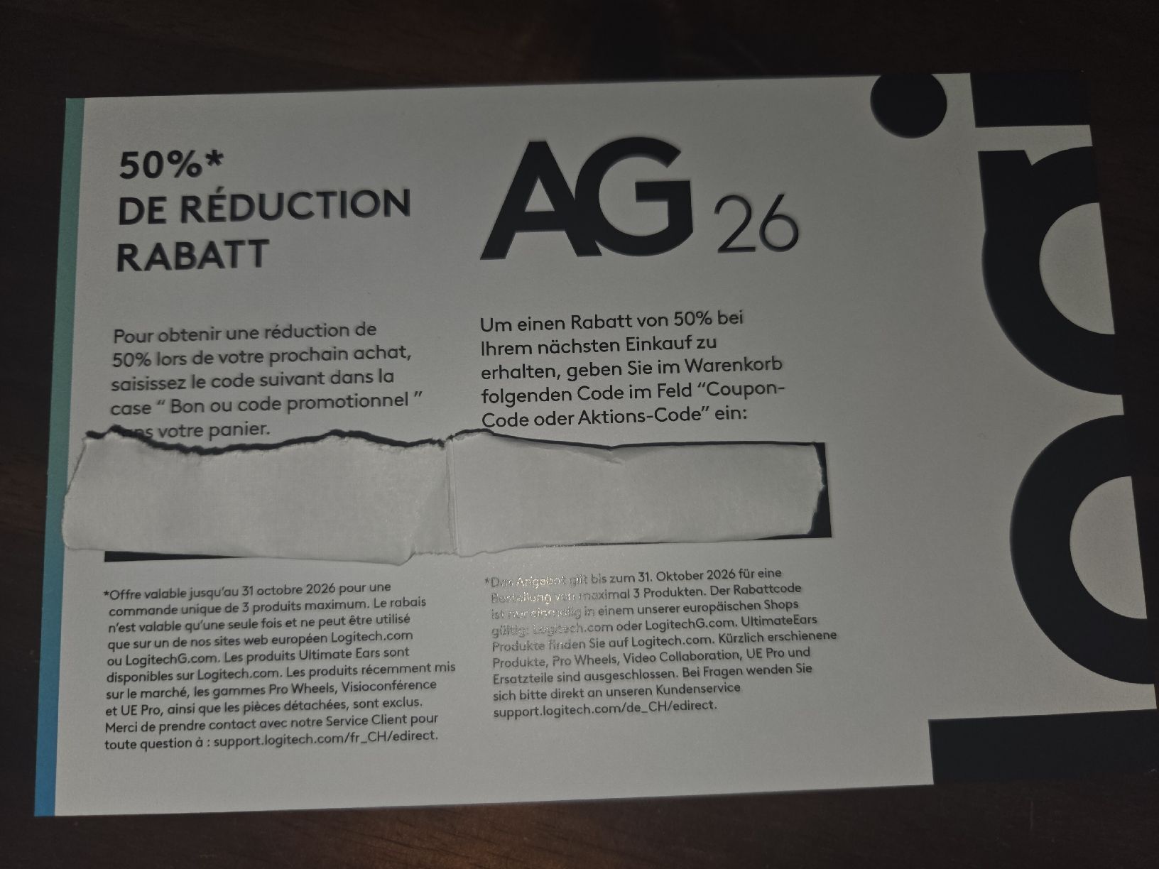 Buoni: Logitech Rabattcode 50 Prozent gültig bis 31 Oktober 2026 – Nuovo e nell'imballaggio originale da Bern venduto da Kurpfuscher