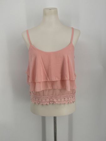 Crop Top Gr. M rosa Volant Häkelspitze