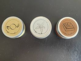 Lot de 3 bougies parfumées  Chocolat, Vanille et Caramel
