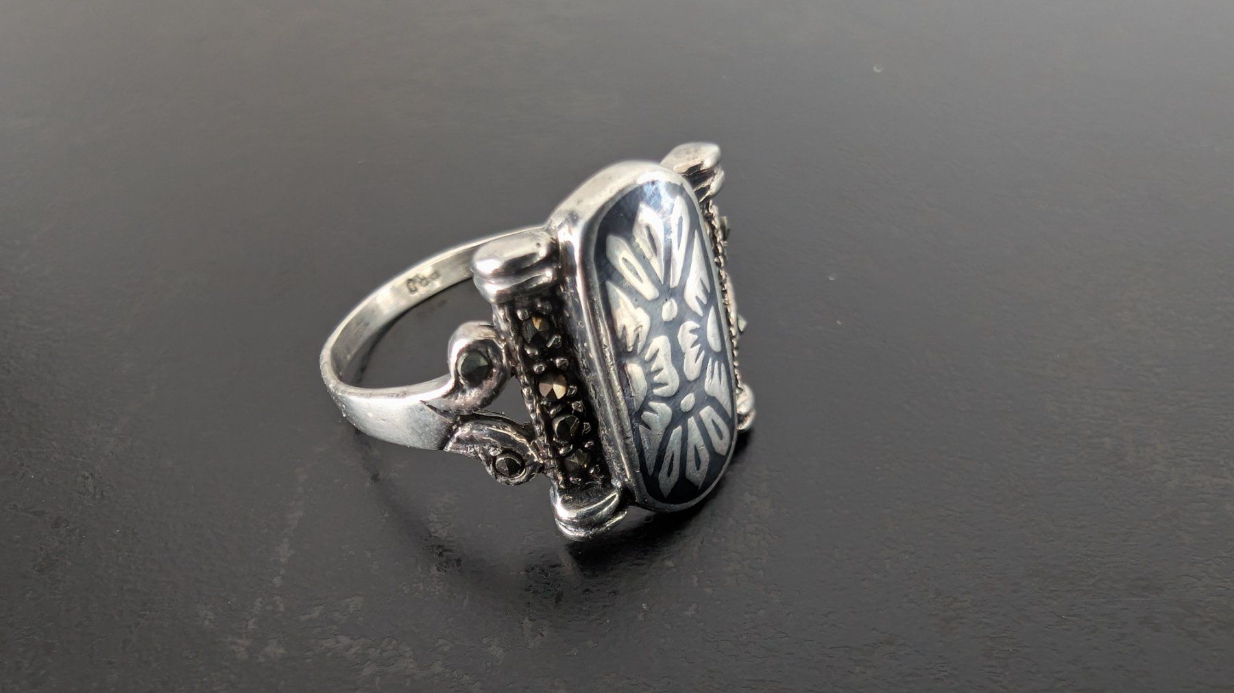 Anelli: Vintage Niello Silber Ring 925 – Usato da Egg b. Zürich venduto da leroy711 1