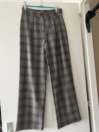Pantalon à carreaux brun beige 