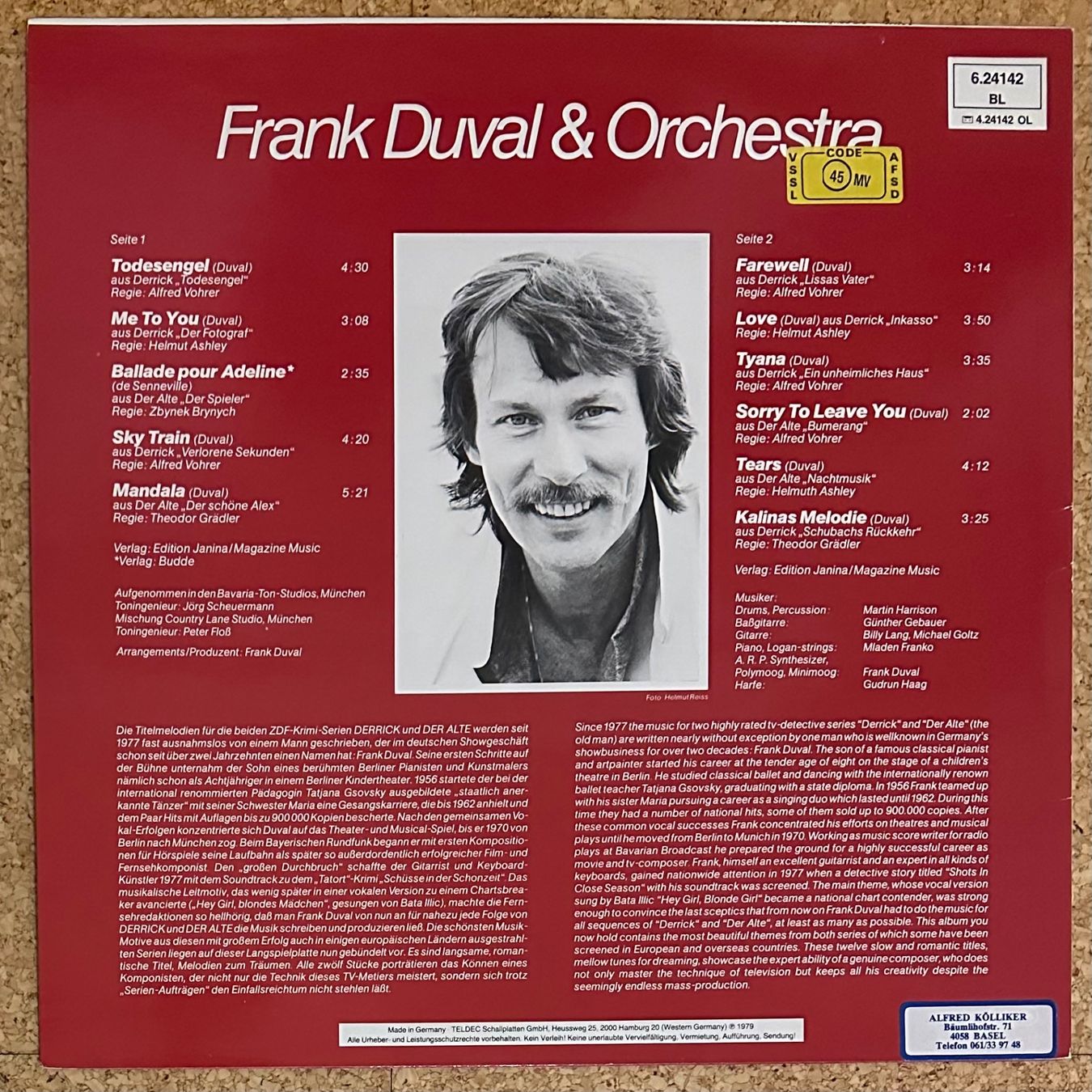 Dischi in vinile: LP - Frank Duval & Orchestra - Derrick & De Alte – Usato da Breganzona venduto da Onairda75 1