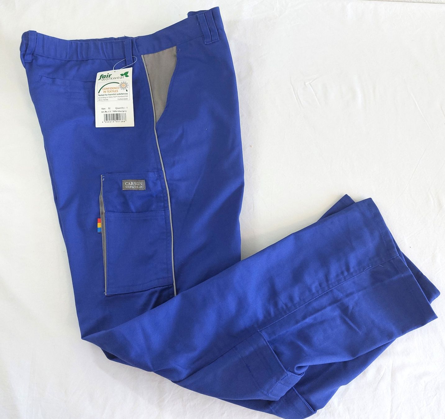 Pantaloni: Carson Arbeitshose Fair Workwear blau / grau mit Metertasche – Nuovo (secondo la descrizione) da Bergdietikon venduto da Zozo 1