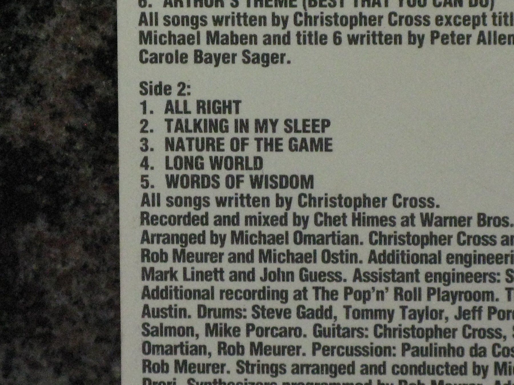 Musicassette: CRISTOPHER  CROSS   Another  Page – Usato da Langnau i. E. venduto da gf2_29jt 2