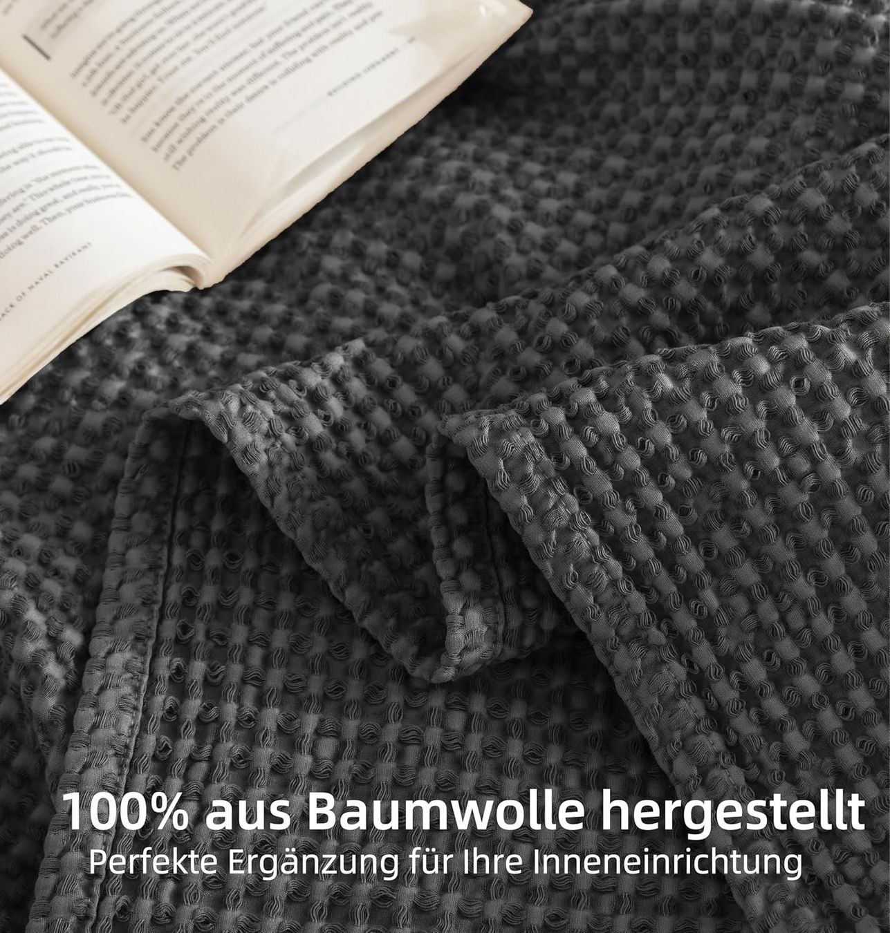 Coperte: Baumwoll Tagesdecke 150x200 Waffeloptik Grau – Nuovo e nell'imballaggio originale da Suhr venduto da SchnapperCH 2