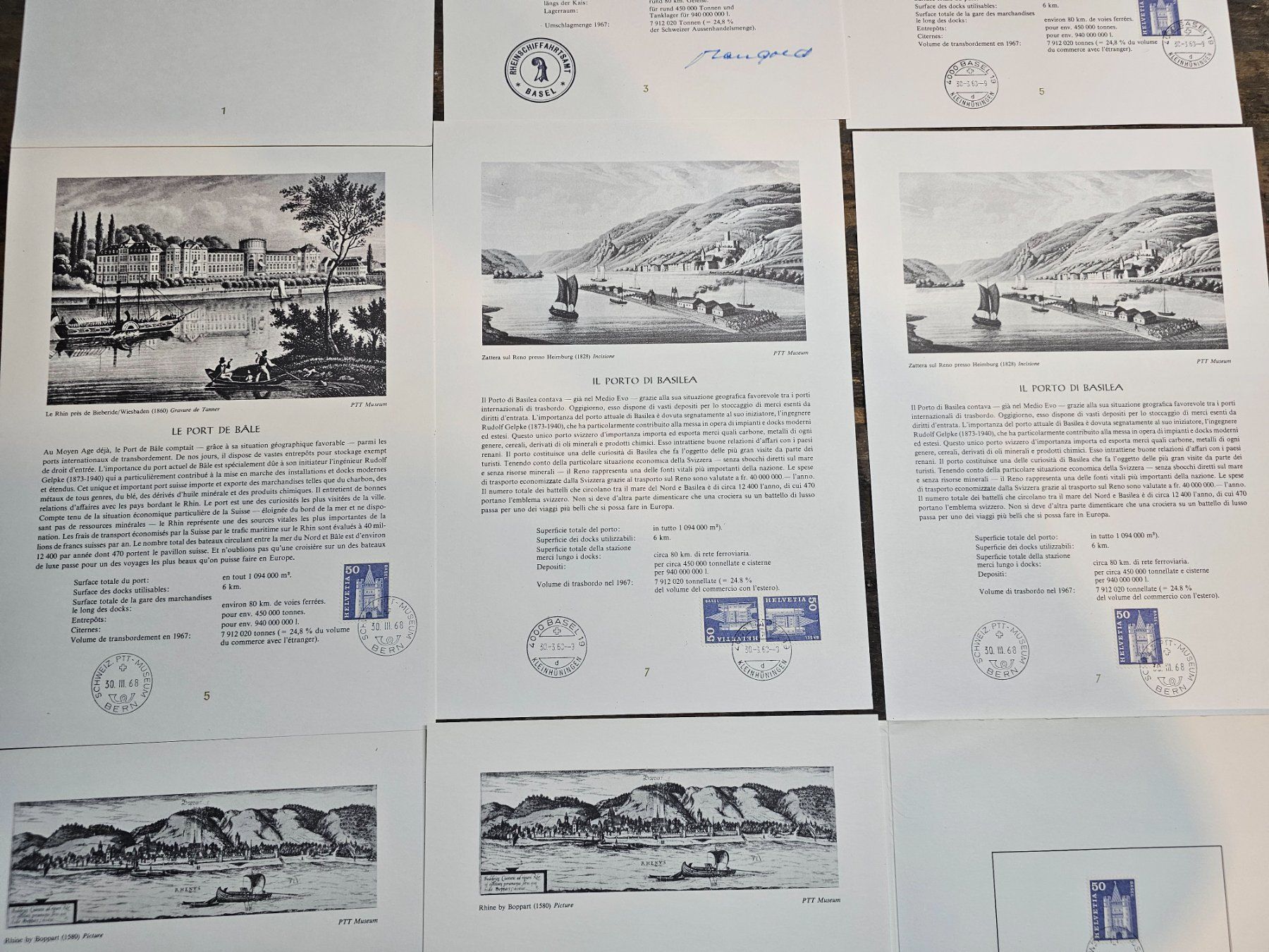 Tutti i francobolli: CH 1968 Der Basler Hafen - Documenti storici – Usato da Monte Carasso venduto da giave 2