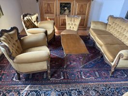 Sofa und Sessel Set buffet/Tisch gelb guter Zustand