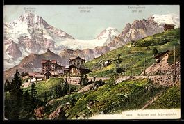 Mürren, Ortsansicht mit Breithorn und M