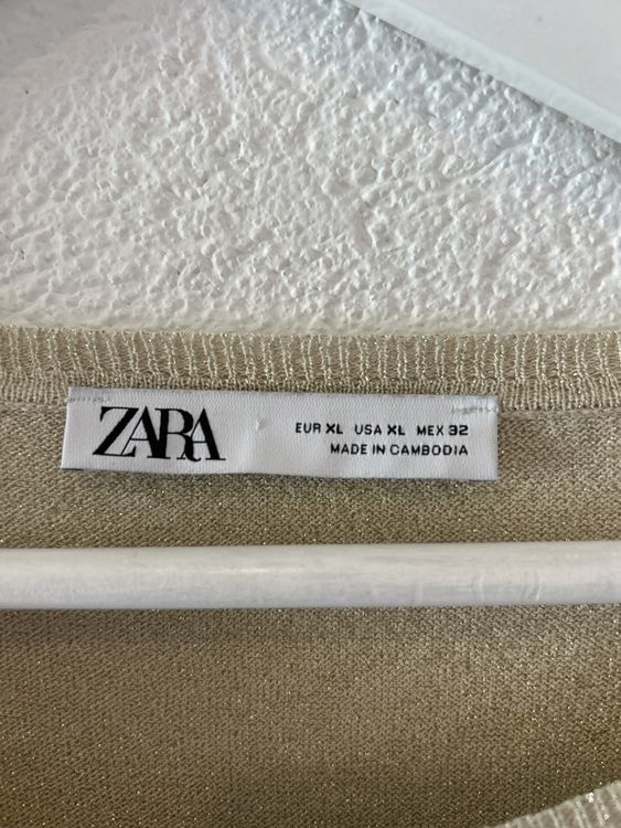 Zara Pullover, Grösse XL, Gold Glitzer perfekt für Festtag (D