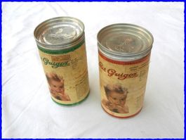 2 alte Blechdosen "LAIT GUIGOZ" für Pulvermilch - vor 1960