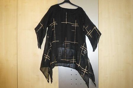 Tunika Bluse Kasack schwarz/gold Grösse L