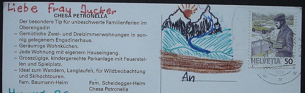 Cartoline postali: BEVER Chesa Petronella - Fam. Scheidegger-Heim – Usato da Jona venduto da philajona 1