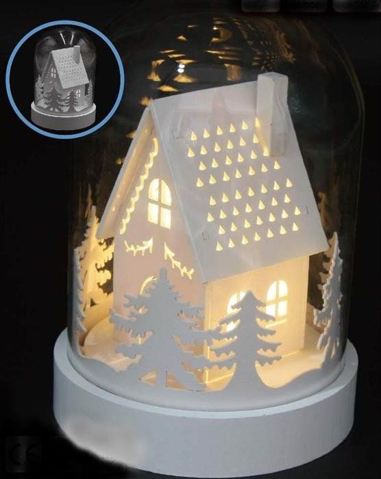 Tutte le decorazioni: Winterdeko weisses Haus mit LED – Nuovo e nell'imballaggio originale da Oensingen venduto da Liquidations-Shop
