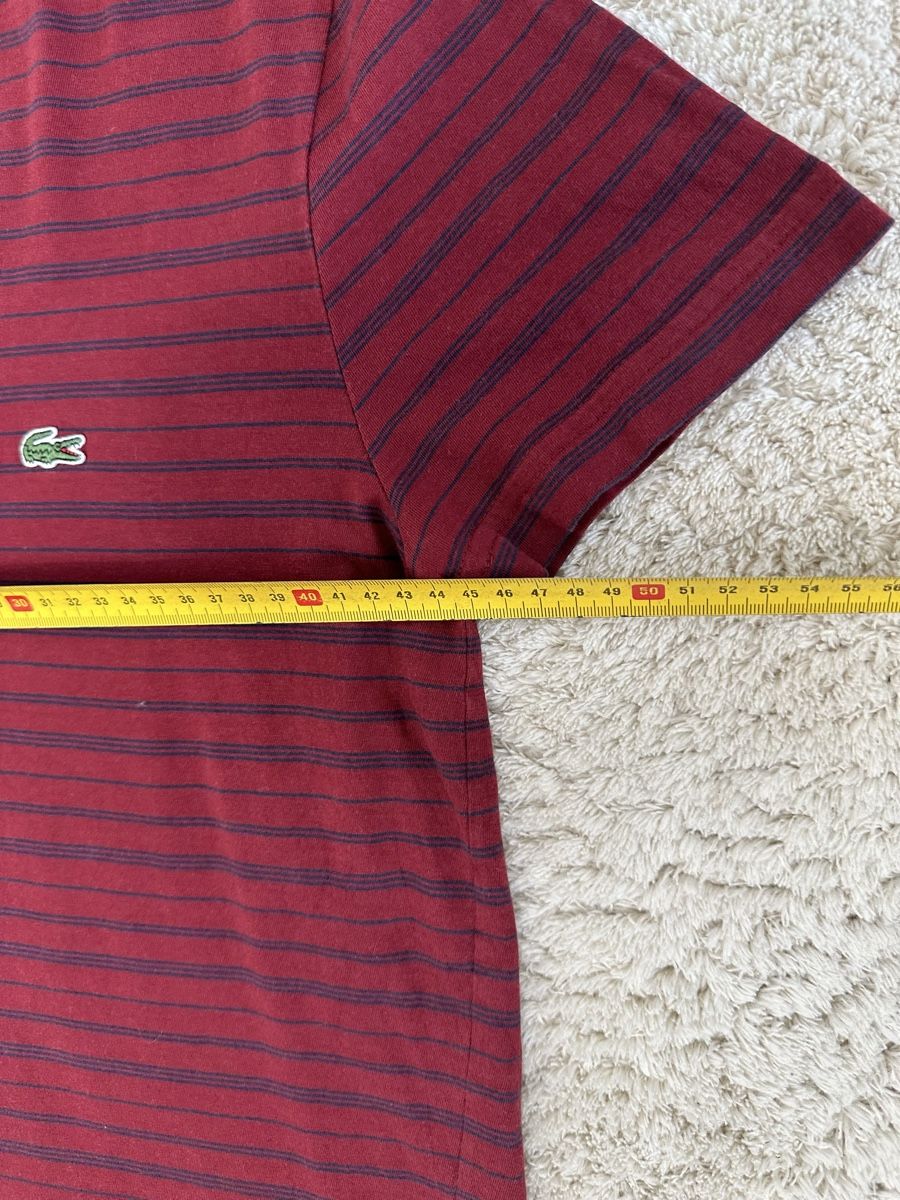 Lacoste T-shirt: T-shirt Lacoste bordeaux rayé - Taille 3 / S – Nuovo (secondo la descrizione) da Neuchâtel venduto da aliceguins 5