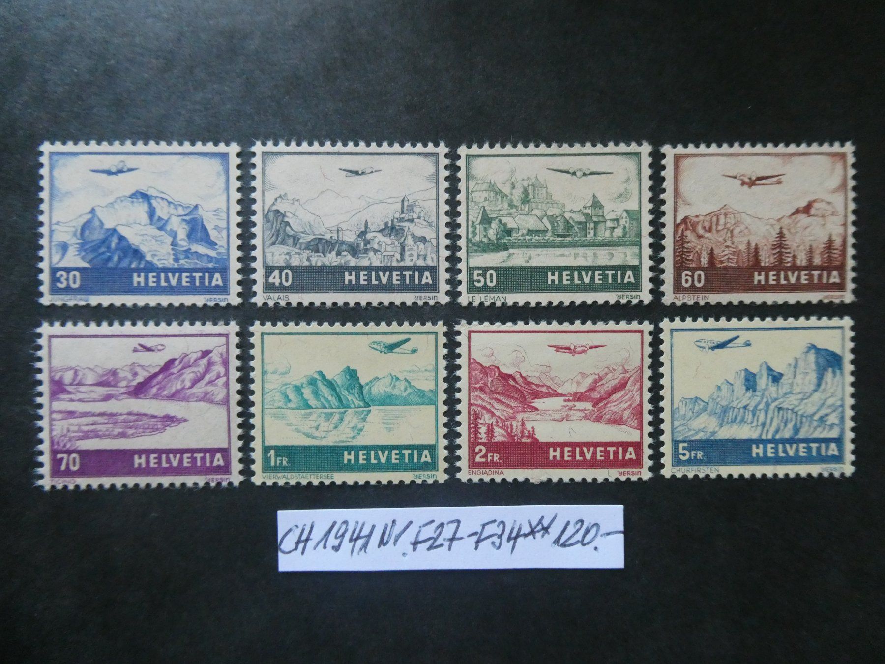 Alle Briefmarken: CH 1941 Nr. F27-F34 postfrisch – Gebraucht aus Lausen von Herbamare01