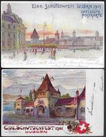 1909 zwei Sonderkarten Eidg. Schützenfest LUZERN + o ab 1.-