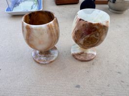 Wunderschönes Set aus 2 Vintage Onyx-Marmor Kelchen fli