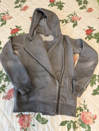 Lonsdale Kapuzenjacke grau schräger Reissverschluss XS 