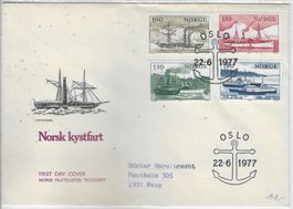 FDC Norwegen Mi. 747-750 Küstenschiffahrt 1977