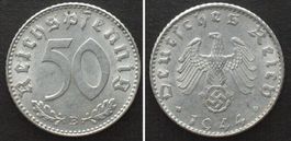 DRITTES REICH 50 Pfennig 1944 B (Wien) Alu, J.361, unz-