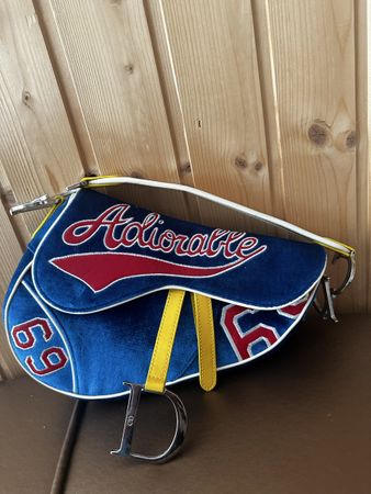 Dior Saddle Bag Adiorable Limited Edition Blau Samt