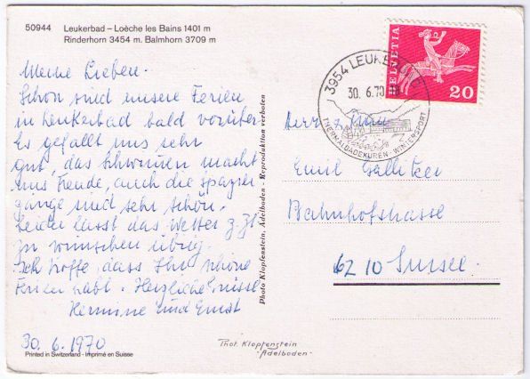 Cartes postales: Leukerbad - Rinderhorn, Balmhorn – D'occasion à Binningen par Mountainrider 1