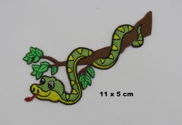 SCHLANGE auf Ast - Aufnäher - Aufbügler - Stickerei - 11x5cm