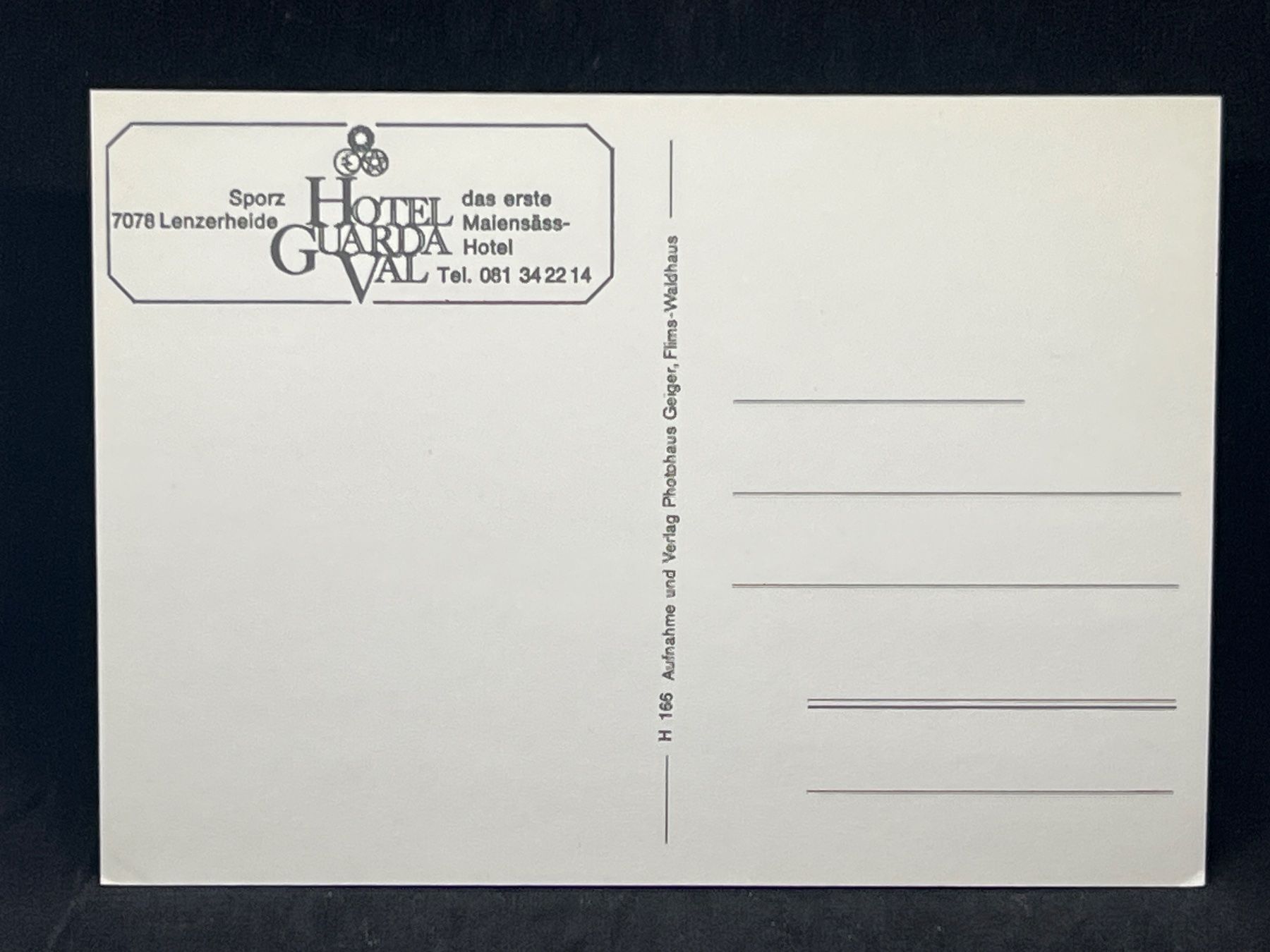Cartoline postali: Ansichtskarte: Hotel Guarda Val, Lenzerheide – Usato da Widnau venduto da Brusi9 1