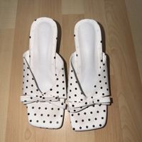 Slippers white polka dots size 38 new condition