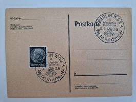 Deutsches Reich Postkarte Briefmarke 1938