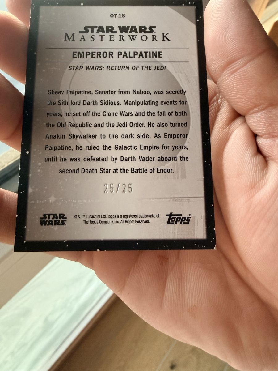 Topps Carte collezionabili: Topps masterwork Star Wars Emperor Palpatine 25/25 – Nuovo (secondo la descrizione) da Pomy venduto da Asw.luxury 5
