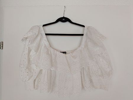 ZARA Crop Top Weiss Lochspitze (EUR S)
