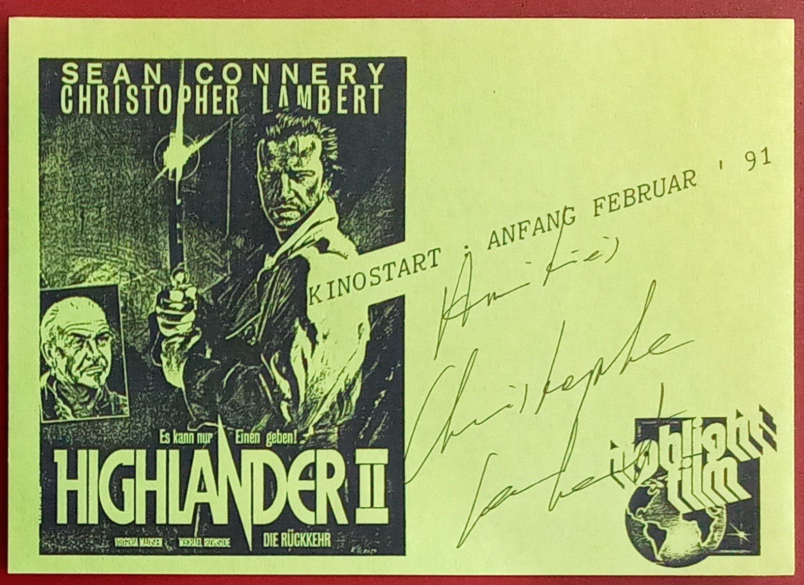 Autografi: Christopher Lambert Autogramm signiert Karte 15x21cm – Usato da Bischofszell venduto da Gottselig