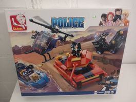 Sluban Polizei-Set Panzer, Helikopter, Auto, lego kompatibel