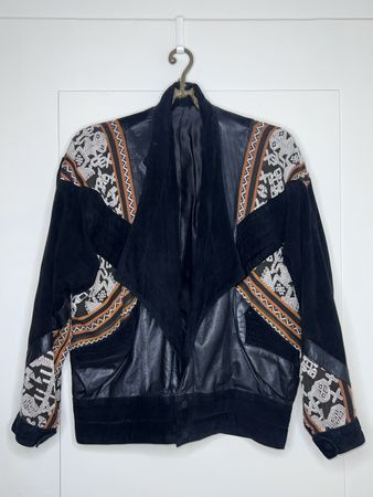 VINTAGE WILDLEDER JACKE GESTICKT