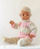 Schildkröt 41 cm Inge Puppe Blond braune Augen ≃1950 poupée