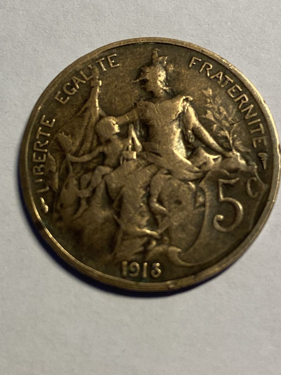 Alle Münzen: France, 5 centimes 1913 bronze – Gebraucht aus Corsier-sur-Vevey von Ginoarturo 1