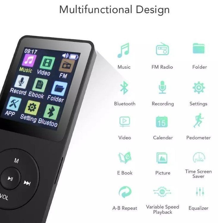 Lettore multimediale portatile: MP3 MP4 Player Bluetooth FM-Radio  LCD Display HiFi Musik – Nuovo (secondo la descrizione) da Kirchdorf AG venduto da Aarereussshop 9