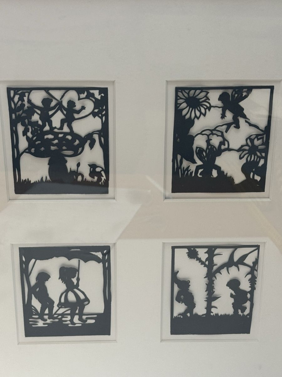 Grafiken & Lithographien: 4 Scherenschnitte hinter Glas arrangiert 44x32 cm – Gebraucht aus Grenchen von swiss.antiques 1