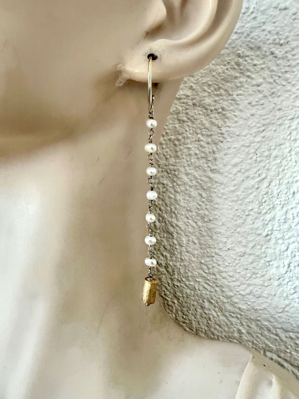 Orecchini pendenti & Orecchini a lobo: Perlen-Ohrhänger mit Schwingeffekt & Goldpendel Silber 925 – Usato da Ruswil venduto da artbyhand 8