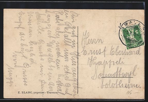 Cartoline postali: AK Travers, Ortsansicht mit Kirche, 1915 – Usato da Berlin venduto da bartko-reher 1